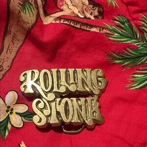 Rolling stone solid brass belt buckle vintage history rock n roll